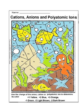 Preview of Cations, Anions and Polyatomic Ions - Color by Number