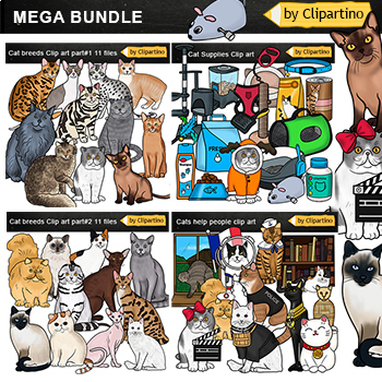 Preview of Cat Clip art Bundle /Cat breeds clip art /Cat clip art commercial use 