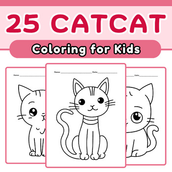 Preview of Cats Coloring 25 Page, Sheet of Cats Clipart, Coloring Book For Kids.