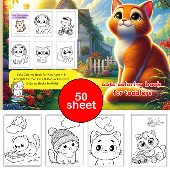 Preview of Cats Coloring Book for Toddlers: 50 Pages of Adorable Cartoon Cats