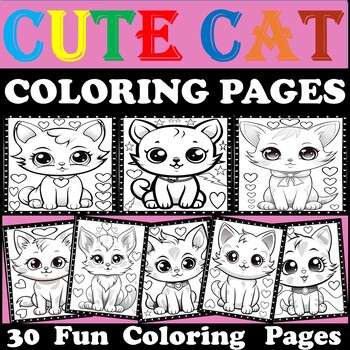 Preview of Cats Coloring Pages - Cute Cats Animals Activities