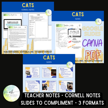 Preview of Cats - Cornell Notes & Slides Bundle