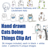 Cats Doing Things Hand Drawn Clip Art