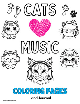 Preview of Cats Love Music Coloring Book and Journal