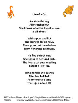 Cats Original Poem, Comprehension, & Sentence Unscramble Poetry for Kids
