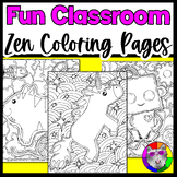FUN Classroom Coloring Pages, Cats, Unicorns, Robots Zen D