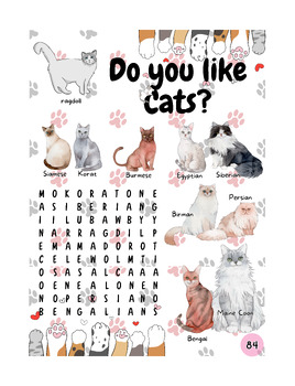 Preview of Cats - Word Search Puzzles