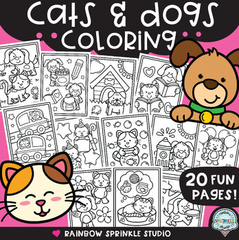 Cats and Dogs Coloring Pages! by Rainbow Sprinkle Studio - Sasha Mitten