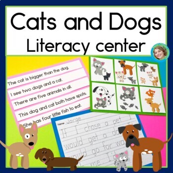 Cats and Dogs Sentence Picture Match Reading Center | TpT