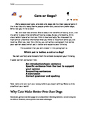 Cats vs. Dogs- Introduction to Opinion Writing