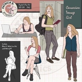 Caucasian Teenage Girl Student | Realistic Teenager Clipart