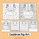 Cauldron Coloring Page Halloween Witch Activities Pop Art 