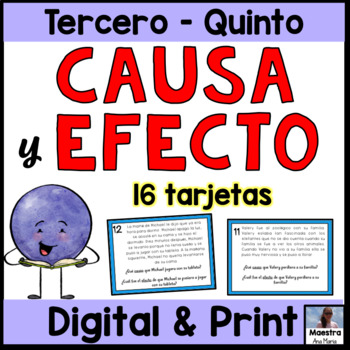 Preview of Causa y efecto - Cause and Effect Reading in Spanish - Digital and Print Lectura