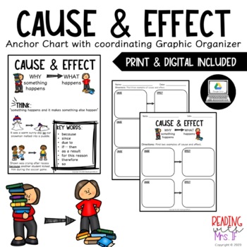 Preview of Cause & Effect Anchor Chart with Graphic Organizer (PRINT & DIGITAL)