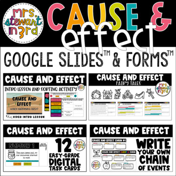 Preview of Cause & Effect Digital Reading Activities For Google Slides™ & Google Forms™