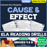 Cause & Effect Informational Texts: Reading Comprehension Worksheets GRADE 4 & 5
