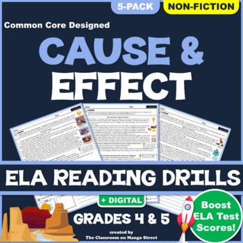 Preview of Cause & Effect Informational Texts: Reading Comprehension Worksheets GRADE 4 & 5