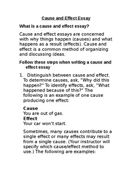 cause and effect writing examples