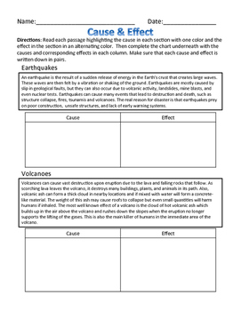 Cause & Effect - Natural Disasters Nonfiction, Worksheet & Foldable