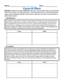 Cause & Effect - Natural Disasters Nonfiction, Worksheet &
