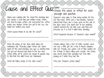 cause and effect essay quiz