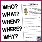 1st Grade Guided Reading Comprehension Passages Levels G & H: Wh Questions {RTI}