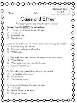 Cause and Effect for Non-Fiction Test: 3rd Grade Common Core Aligned