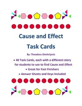 Preview of Cause and Effect: 40 Task Cards Common Core Standard CCSS.ELA-Literacy.W.6.2a