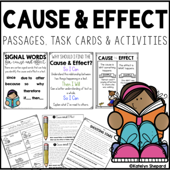 Preview of Cause and Effect Activities  Anchor Charts, Task Cards and Reading Passages