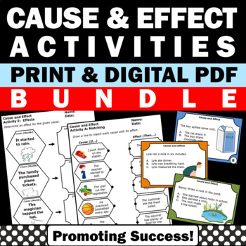 Preview of Cause and Effect Graphic Organizer Passages 3rd Grade Reading Strategy BUNDLE