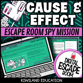Preview of Cause and Effect Activity with Short Text Passages ELA Digital Escape Room