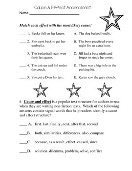 Cause and Effect Assessment 4th Grade Common Core by JB Creations