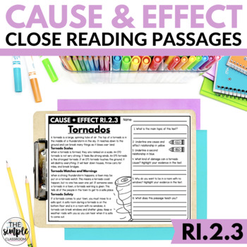 Preview of Cause and Effect Close Reading Passages | RI.2.3
