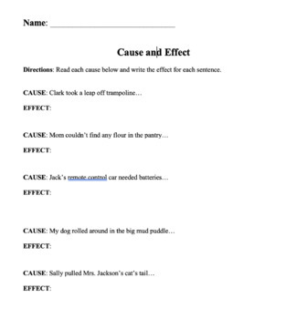 Cause and Effect Distance Learning Worksheets Activity Packet Reading ...