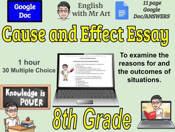 Preview of Cause and Effect Essay - English - 30 Multiple Choice, Answers - 8th grades 11 p
