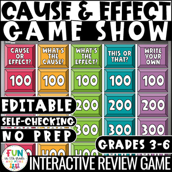 Preview of Cause and Effect Game Show | ELA Test Prep Reading Review Game (PPT) | Digital