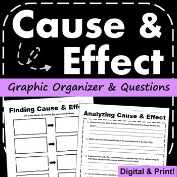 Preview of Cause and Effect Graphic Organizer for Any Text - PDF & Digital