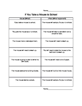 Preview of Cause and Effect- If you take a Mouse to School