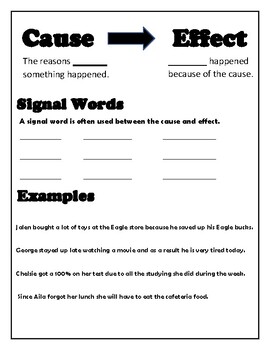 Cause and Effect Interactive Notebook Entry by Jennifer Tamez | TpT