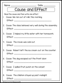 Cause and Effect Worksheets and Activities by A Classroom for All Seasons