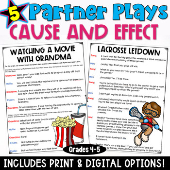 Preview of Cause and Effect Practice: Partner Play Scripts and Worksheets 4th and 5th