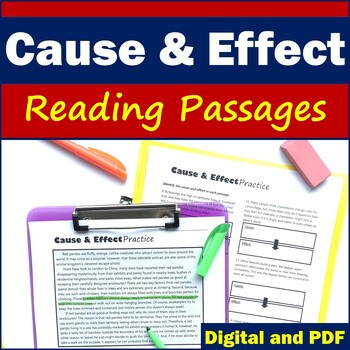 Preview of Cause and Effect Worksheets & Reading Passages - Printable & Digital