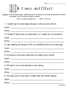 Cause and Effect Reading Skill Sheet by 4 Little Baers | TpT
