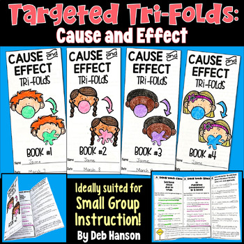 Preview of Cause and Effect Practice: Worksheets presented as Four Trifolds with Passages