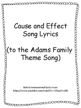 Preview of Cause and Effect Song Lyrics to Addams Family