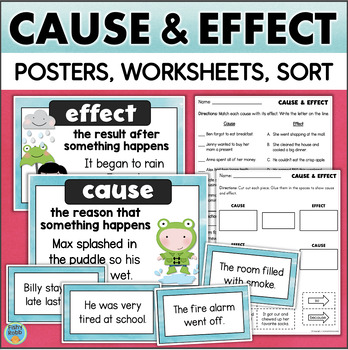 Preview of Cause & Effect Activities Graphic Organizer Cut & Paste Worksheets Matching Sort