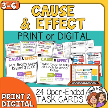 Preview of Cause and Effect Task Cards, Graphic Organizers, and Anchor Charts