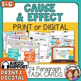 Cause and Effect Task Cards with Graphic Organizers Digital and Audio Support