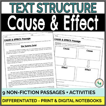 Preview of Cause and Effect Passages Graphic Organizer Text Structure Nonfiction Activities