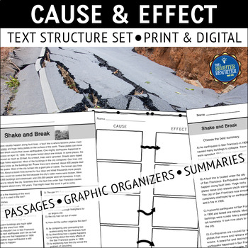Preview of Cause and Effect Text Structure Reading Passages and Graphic Organizers